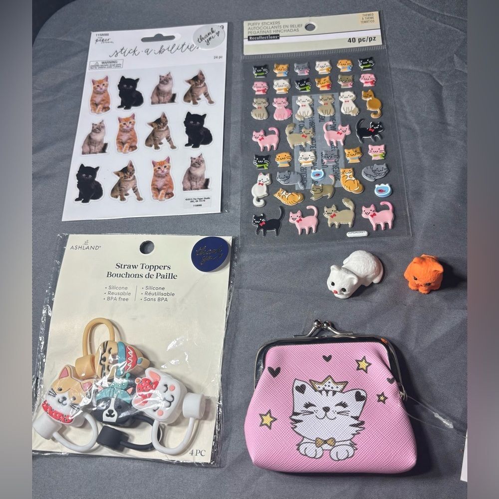 Cute Cat-Themed Accessories Set 6 pc Cat Themed Novelty Set NWT